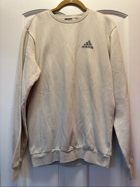 adidas Cream Crewneck Sweatshirt with Small Logo
